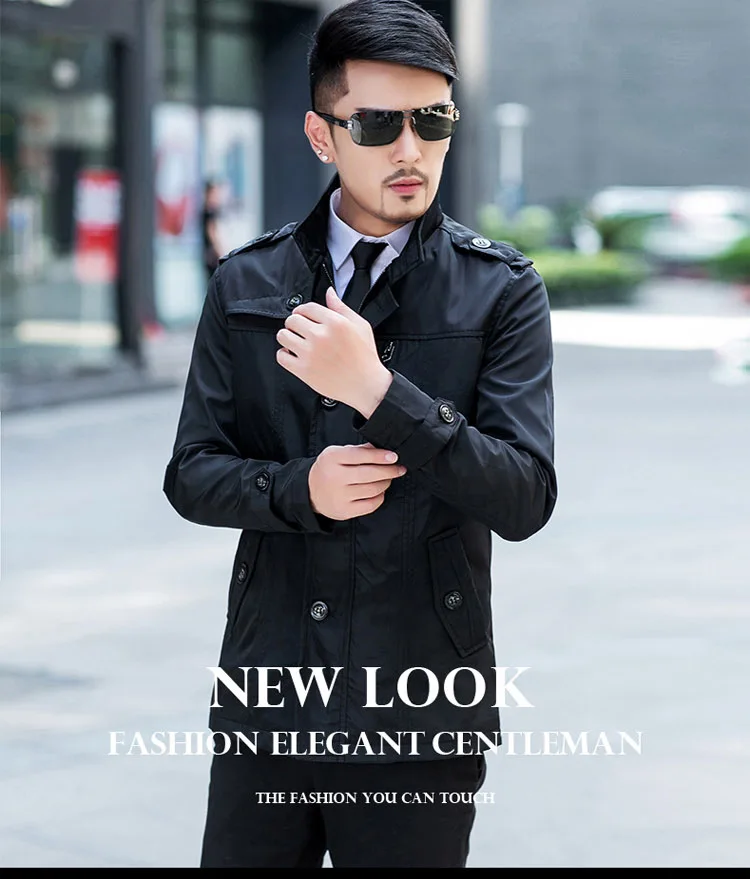 Весна и осень стиль отложной воротник мужчины сплошной цвет Slim Fit Пальто Молодежный бизнес случайный тренд большой размер куртка мужская