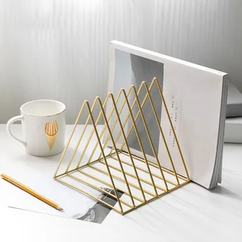 

HOT Iron Bookshelf Art Desktop Storage Rack Magazine Organizer Book Holder Office Home Decor NDS