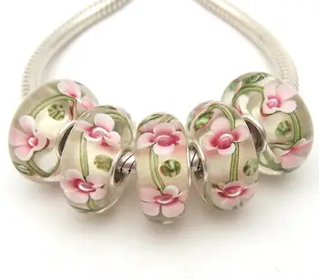 

JGWGT 1166 5X 100% Authenticity S925 Sterling Silver Beads Murano Glass beads Fit European Charms Bracelet diy jewelry Lampwork