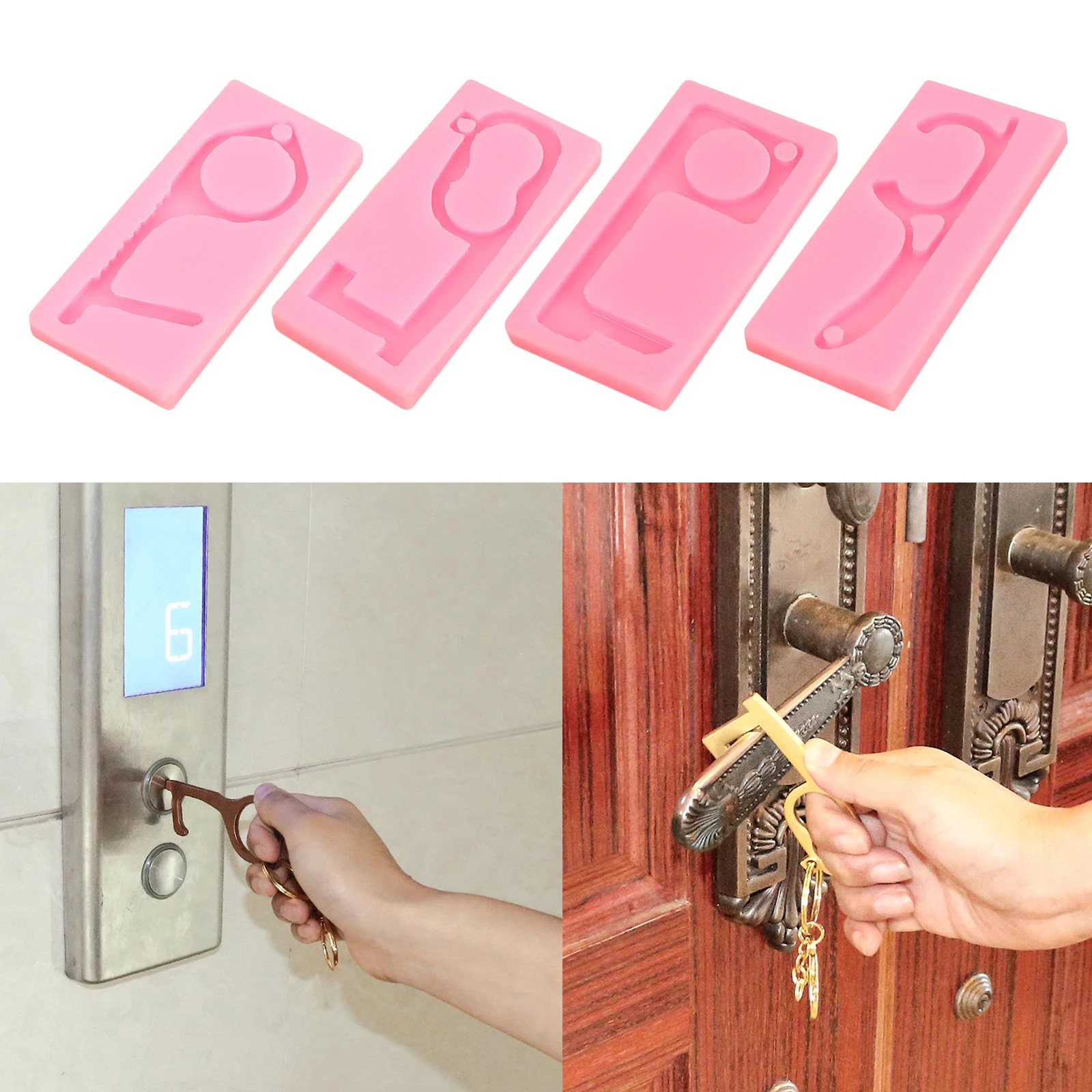 Non-Contact Keychain Press Elevator Door Opener Mold Enjoy DIY Fun for Girl Kids Adults Family Craft Lovers