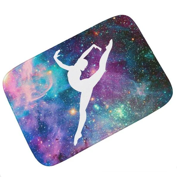 

Stylish Galaxy Ballerina Dancing Ballet Doormat for Girl Nebula Outer Space Ballet Rug Carpet for Bathroom Shower Bedroom Decor