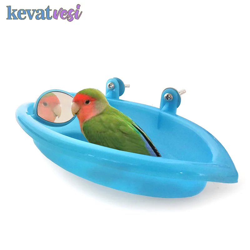 Pet Bird Cage Water Bath Tub Parrot Hanging Plastic Bathtub Parrot