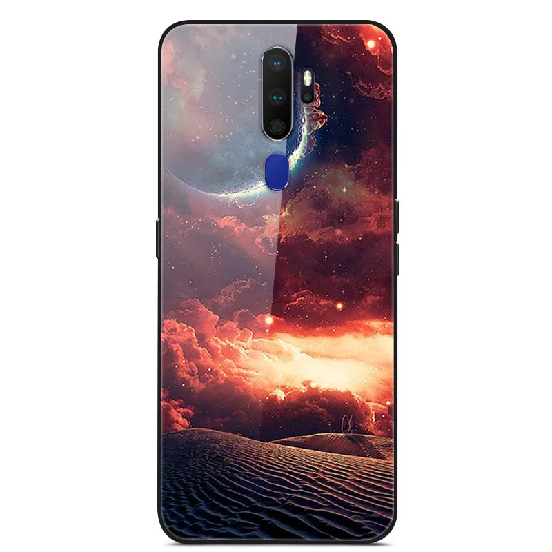 Для OPPO A9 чехол жесткий стеклянный чехол для телефона чехол для Funda OPPO A5 A9 Чехол Мягкий ТПУ бампер закаленное для OPPO A5 - Цвет: 21