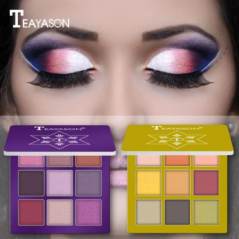 

9 Color Eyeshadow Dish Earth Color Pearlescent Matte Eye Shadow Diamond Glitter Eye Style Pigment Cosmetics Shadow Palette TSLM2