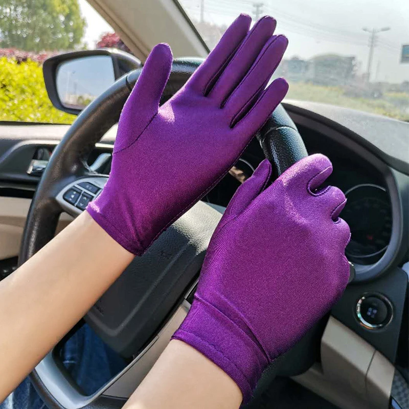 LXSWY Guantes Conducir Coche Verano Mujer sección Delgada Encaje Negro  Protector Solar Anti-UV Mitones Malla Antideslizante Transpirable Ciclismo