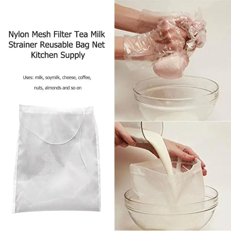 3er Réutilisable nussmilch sachet cordon de serrage Küchensieb feinsieb 20x30cm NEUF