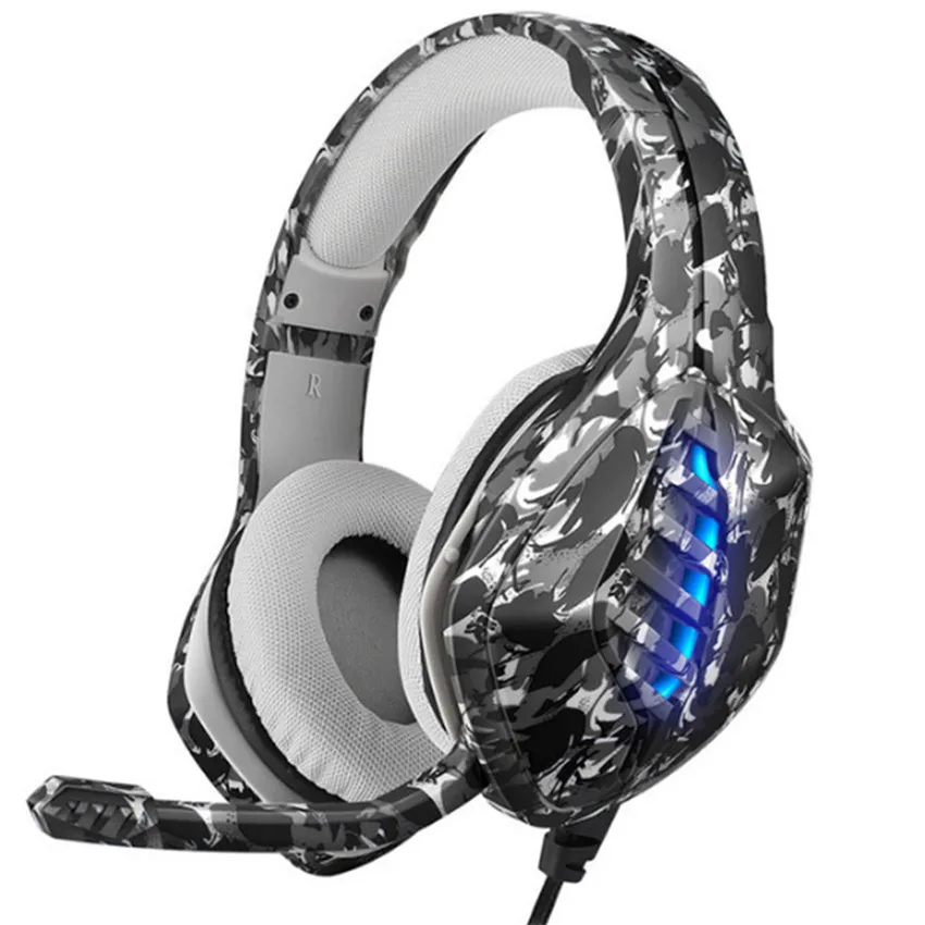 ASKMEER Camouflage 3 5mm PC Gaming Headset for PS4 Laptop Tablet Phone Computer Casque Headphones With Microphone RGB LED Light