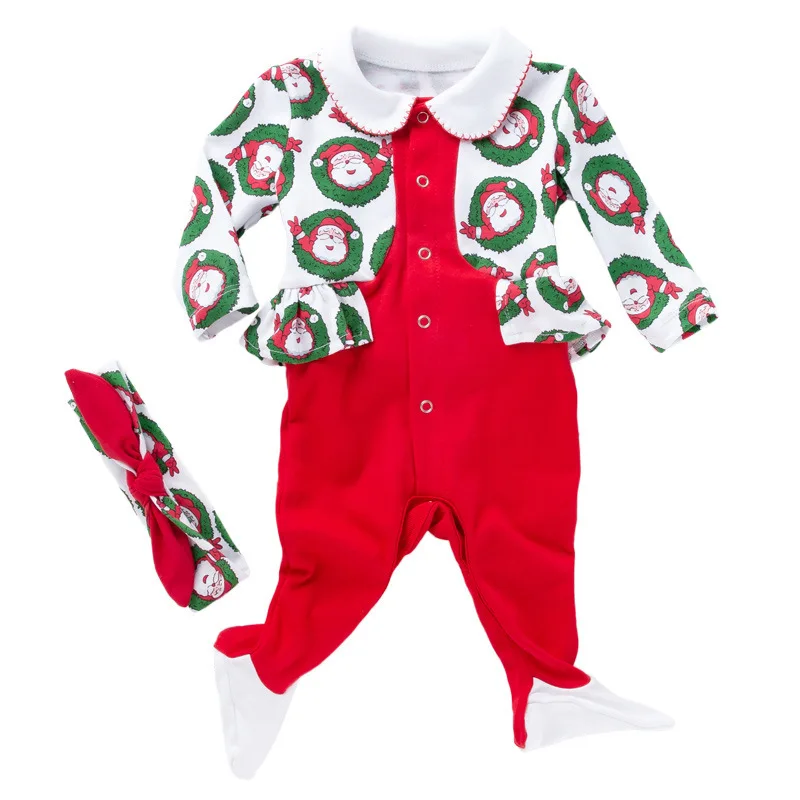 Рождественский Комбинезон для маленьких мальчиков и девочек; красная клетчатая Пижама для новорожденных; Детский комбинезон с принтом Санта-Клауса; одежда для маленьких девочек; одежда для маленьких мальчиков