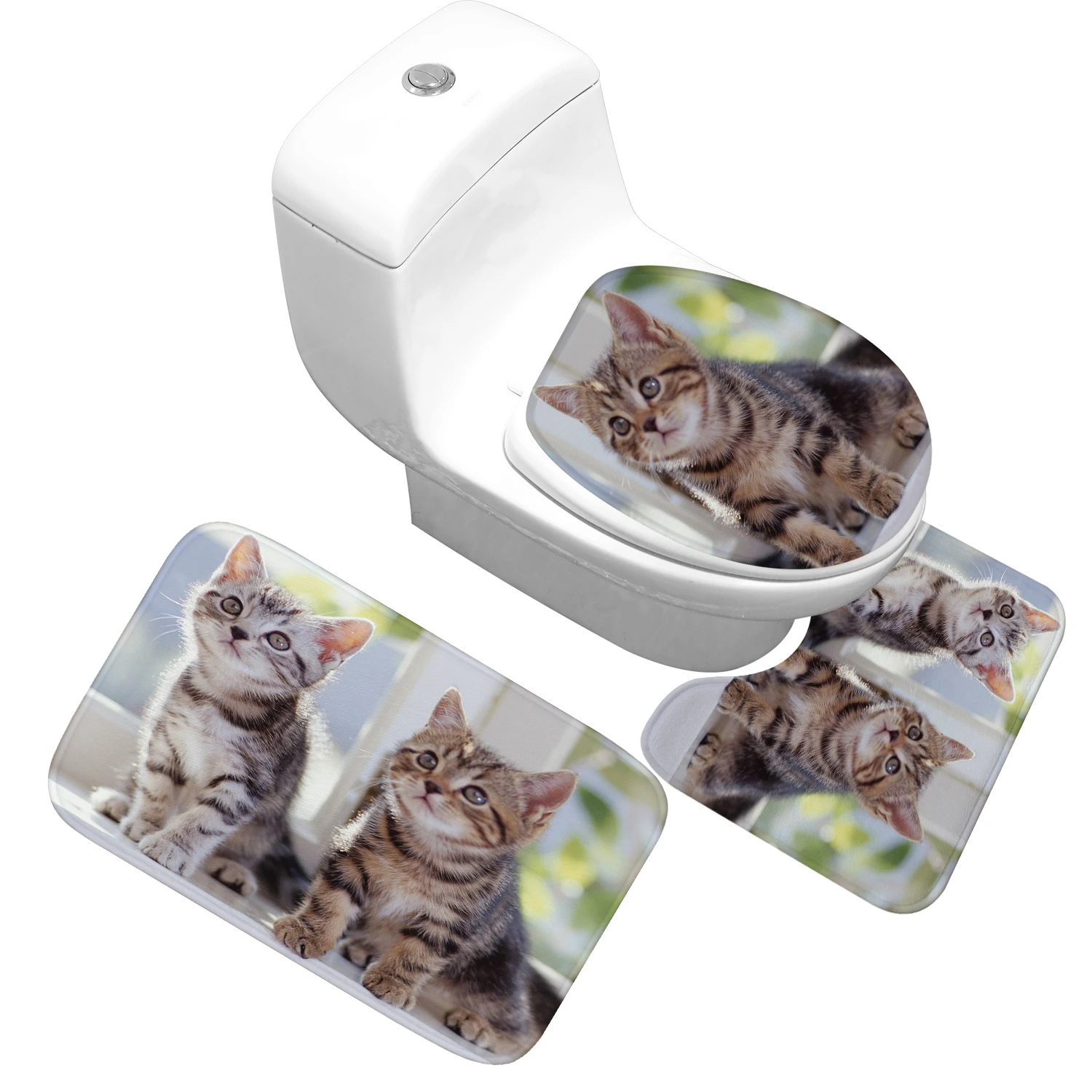 Zeegle Microfiber Cat Printed Bathroom Bath Mat Toilet Carpet Shower Room Non Slip Flannel Floor Mats Bathroom Pedestal Rug