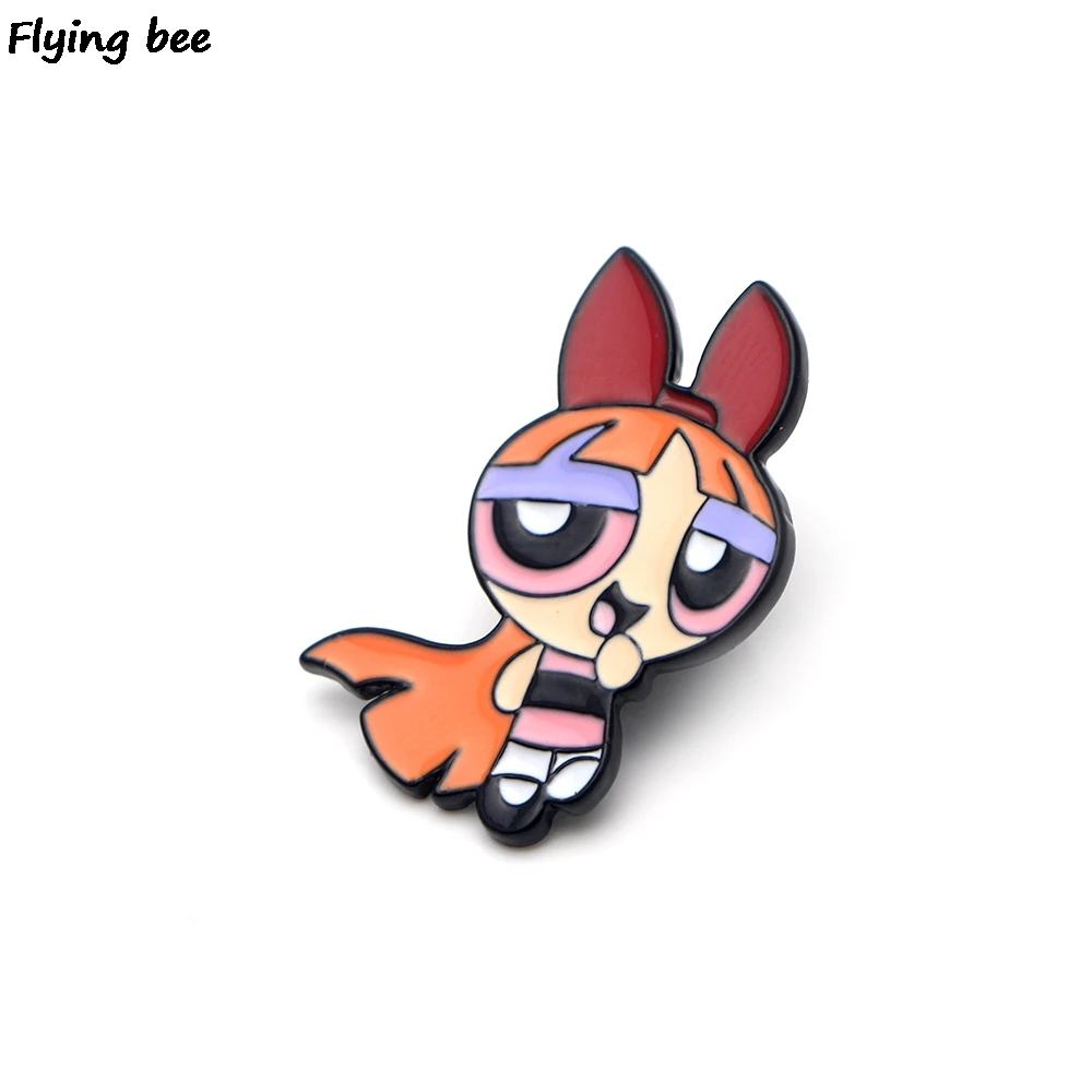 2 Flyingbee The Powerpuff брошь для девочек Мультяшные значки милые эмалированные булавки Нагрудный значок броши на булавке значок для друзей женщин мужчин X0419 - Цвет: 2