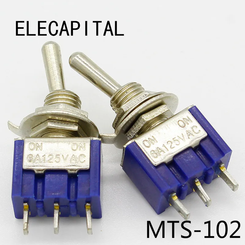 5 шт./лот Mini MTS 102 3 Pin G107 SPDT ON 6A 125V 3A250VAC переключатели хорошего качества Бесплатная