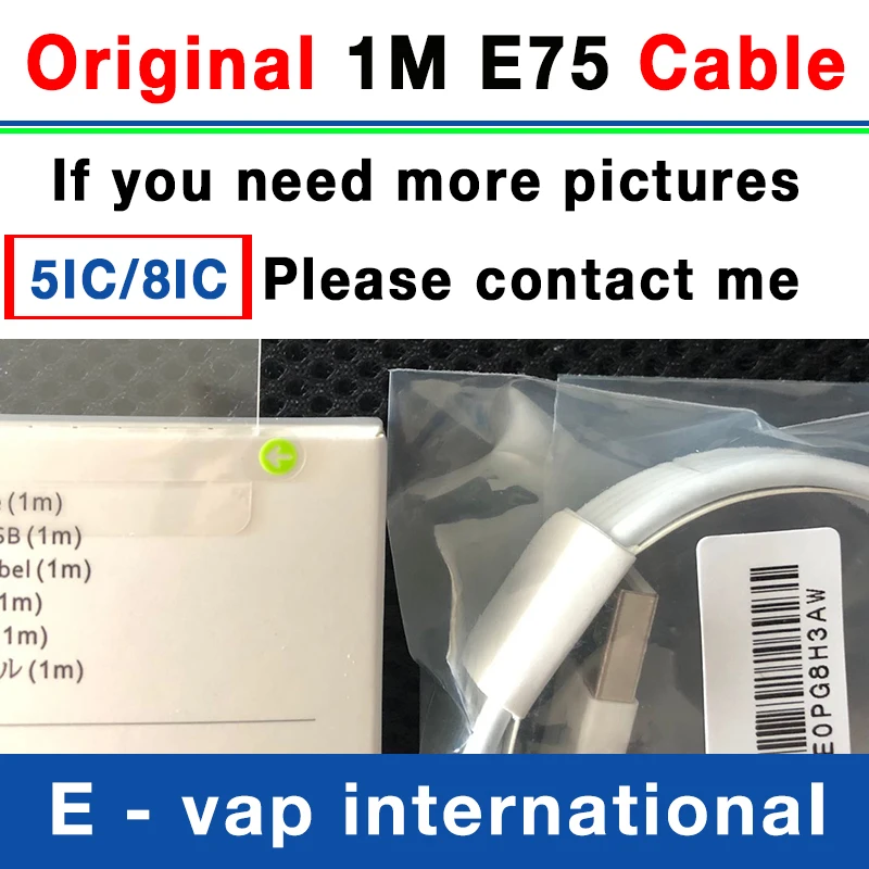 

100pcs Genuine Original 1m/3ft E75 Chip OD:3.0mm Data USB charger Cable 5IC 8IC for ip x xr xs max 6 6s 7 8 plus With retail box