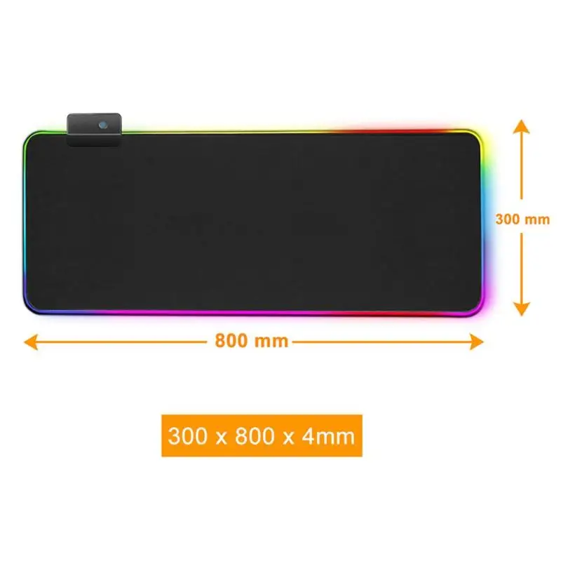 ALLOYSEED USB RGB светящийся негабаритный игровой коврик для мыши цветной светящийся утолщенный коврик для клавиатуры для ПК, ноутбука, рабочего стола 800X300X4 мм
