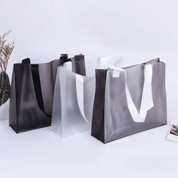 PVC Shopper Handbag Transparent Frosted Plastic Clothes Bag Reusable Waterproof Store Shopping Gift Tote Bag Cosmetic Storage