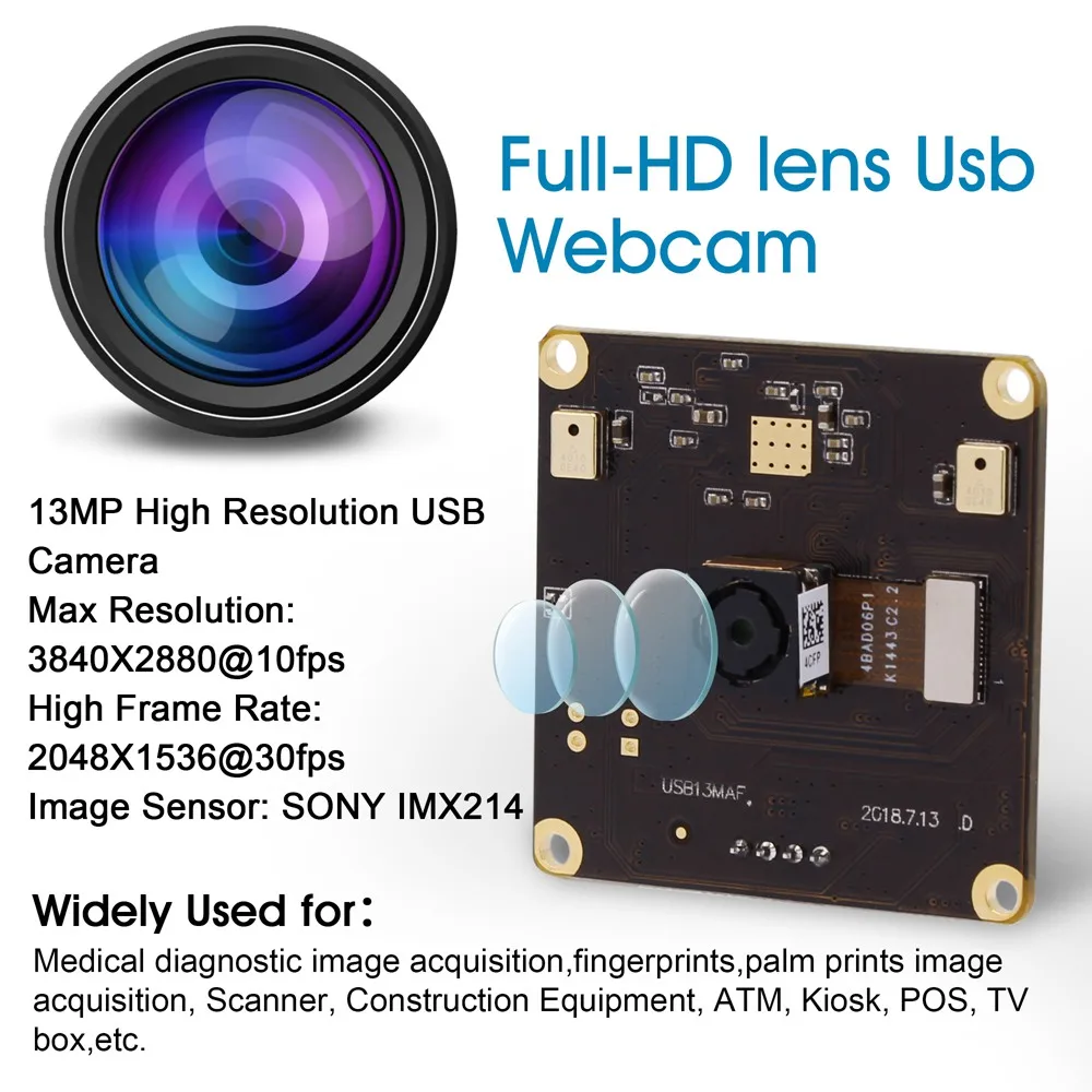 ELP IMX214 CMOS Мини HD цветная печатная плата без искажений 13 мегапиксельная веб камера