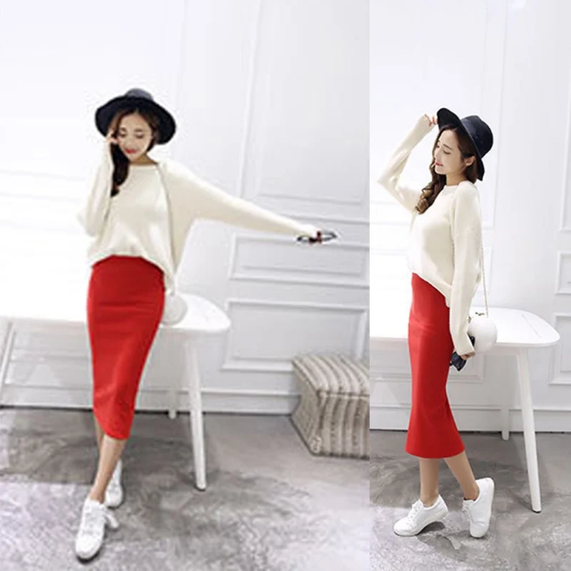 spring Autumn And Winter package hip skirt slit skirts women step skirt stretch Slim thin female waist skirts Long skirts