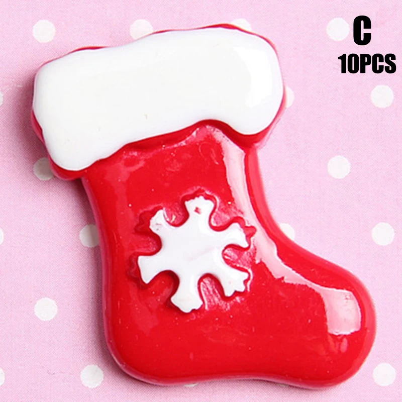c 10 PCS Christmas Decoration Socks Angel Xmas Leaves Resin Ornament DIY Toy S7JN - Цвет: c