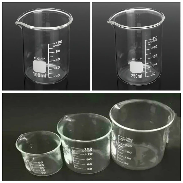 3Pcs 100ml 150ml 250ml Beaker Set Graduated Borosilicate Glass