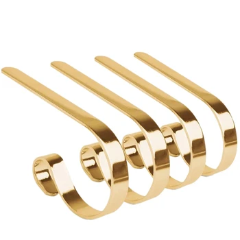 

Christmas Hooks for Stockings,Home Kitchen Hanging Hooks,Multiple Uses,with Non-Slip Stickers 4Pcs - Gold