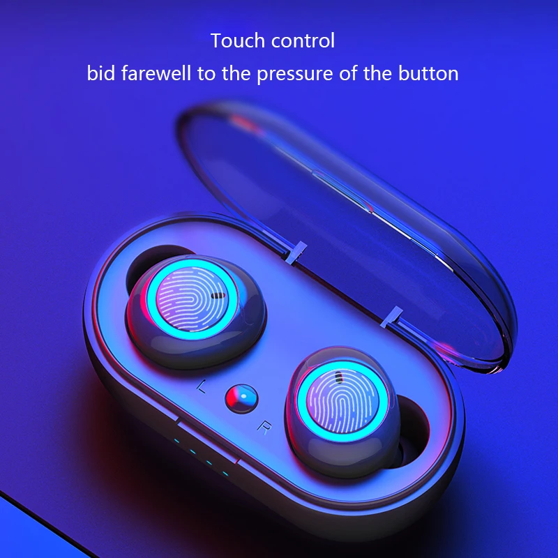 TWS Bluetooth Wireless Mic True Earphone 5 0 Touch Control Earbuds Waterproof Stereo Music Headset With microphone charging box