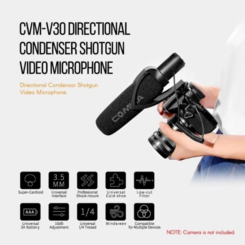 Comica Cvm-V30 Pro Супер-Кардиоидная направленность конденсаторный видео микрофон с интерфейсом 3,5 мм Профессиональный амортизатор Univers