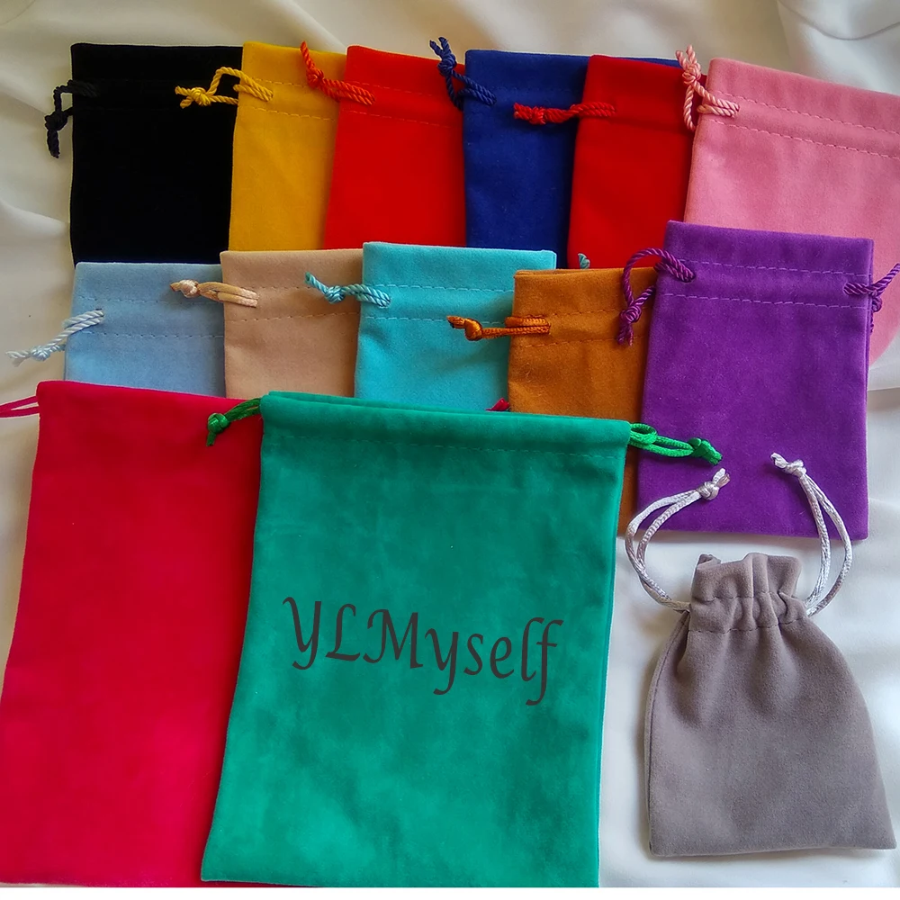 100pcs/lot Can add Logo Jewelry packing pouches 3 sizes Soft Velvet Gift bag for Ring/Earrings/Bracelet/Necklace/Sets