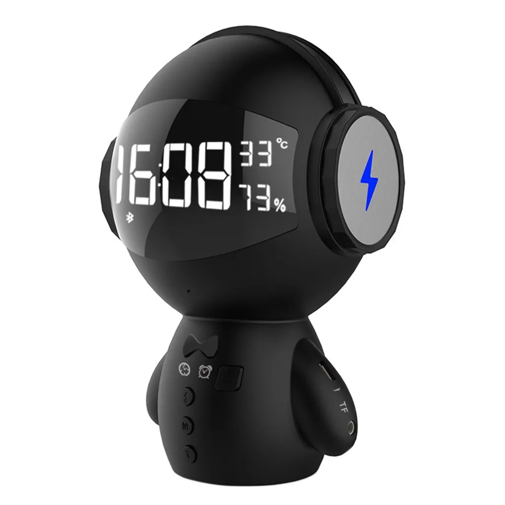 Portable Charging Mini Karaoke Microphone Design Wireless Bluetooth Speaker Robot Shape FM Handsfree Music Surround Loudspeaker