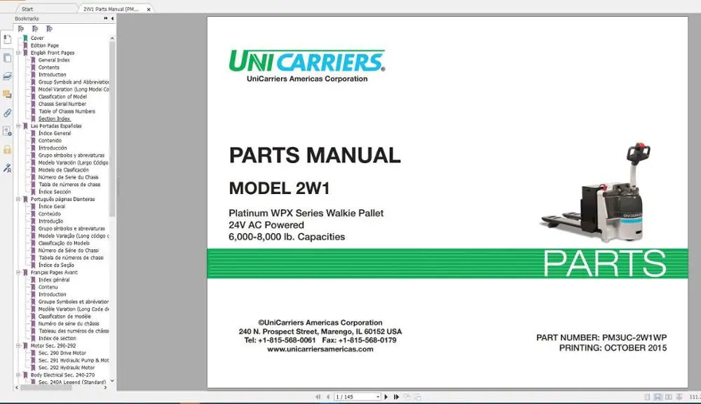 Для NISSAN UNICARRIERS Forklift часть каталога и руководство по обслуживанию (PDF) Обновление