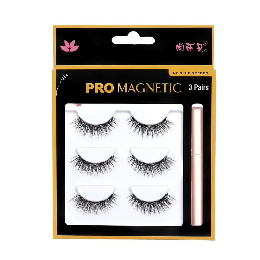 Magnetic Eyelashs Set Natural long 3D Faux magnet Eyelashes Easy to wear Soft Mink Lashes False for eyelash extension | Красота и