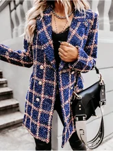 

Elegant Tweed Coat Female 2021 New Autumn Fashion Turn-down Collar Double Breasted Long Sleeved Jacket Office Lady Coats