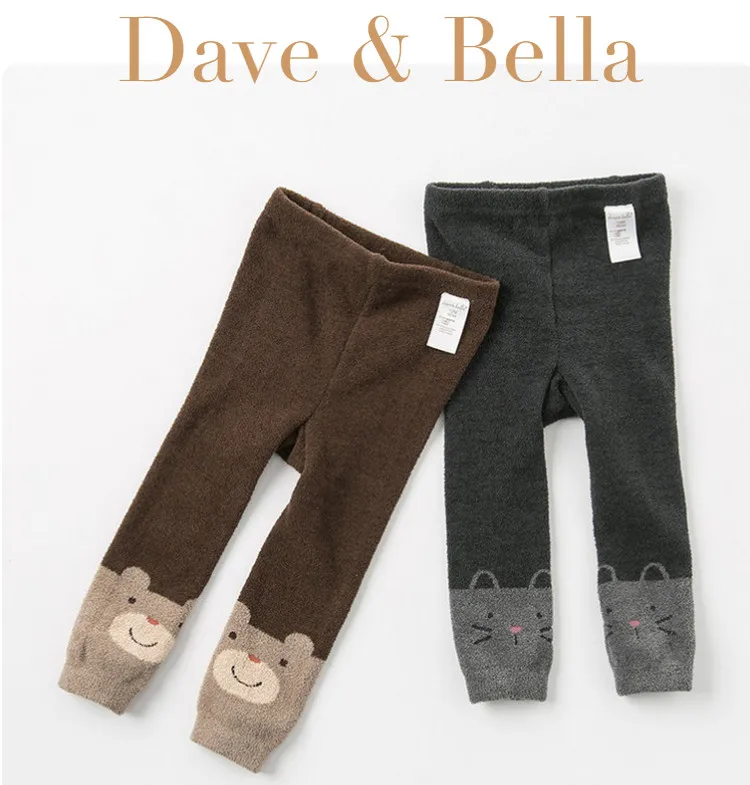 DB12517 dave bella/весенне-осенние модные штаны с принтом для маленьких девочек детские длинные штаны брюки для малышей