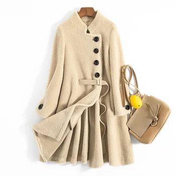 

Winter Coat Women Autumn Clothes 2020 Real Fur Coat Female Wool Jacket Fox Fur Collar Korean Vintage Sheep Shearling Tops ZT4529