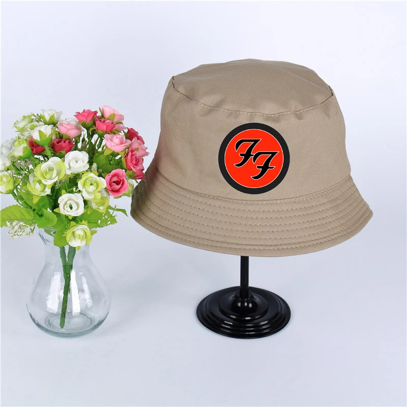 Модная шляпа Foo Fighter, логотип, летняя шляпа для женщин, Мужская Панама, шляпа-Панама Foo Fighter, плоская Солнцезащитная козырек, рыбалка, рыбак, шляпа - Цвет: Бежевый