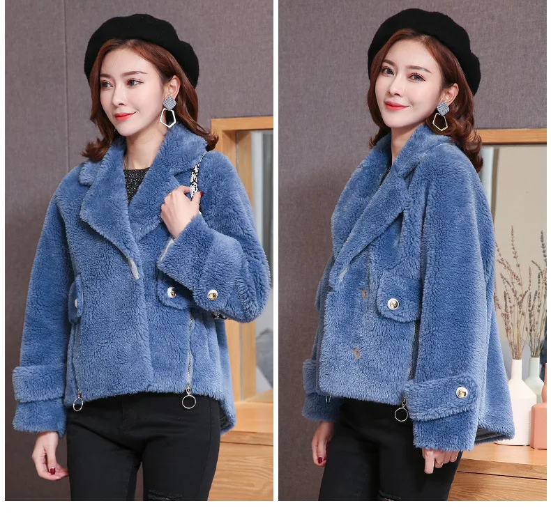 Autumn And Winter Fur Clothing Granule Sheep Shearing New Style Lambs Wool Composite materials Fur Women's Fashion Solid Color
