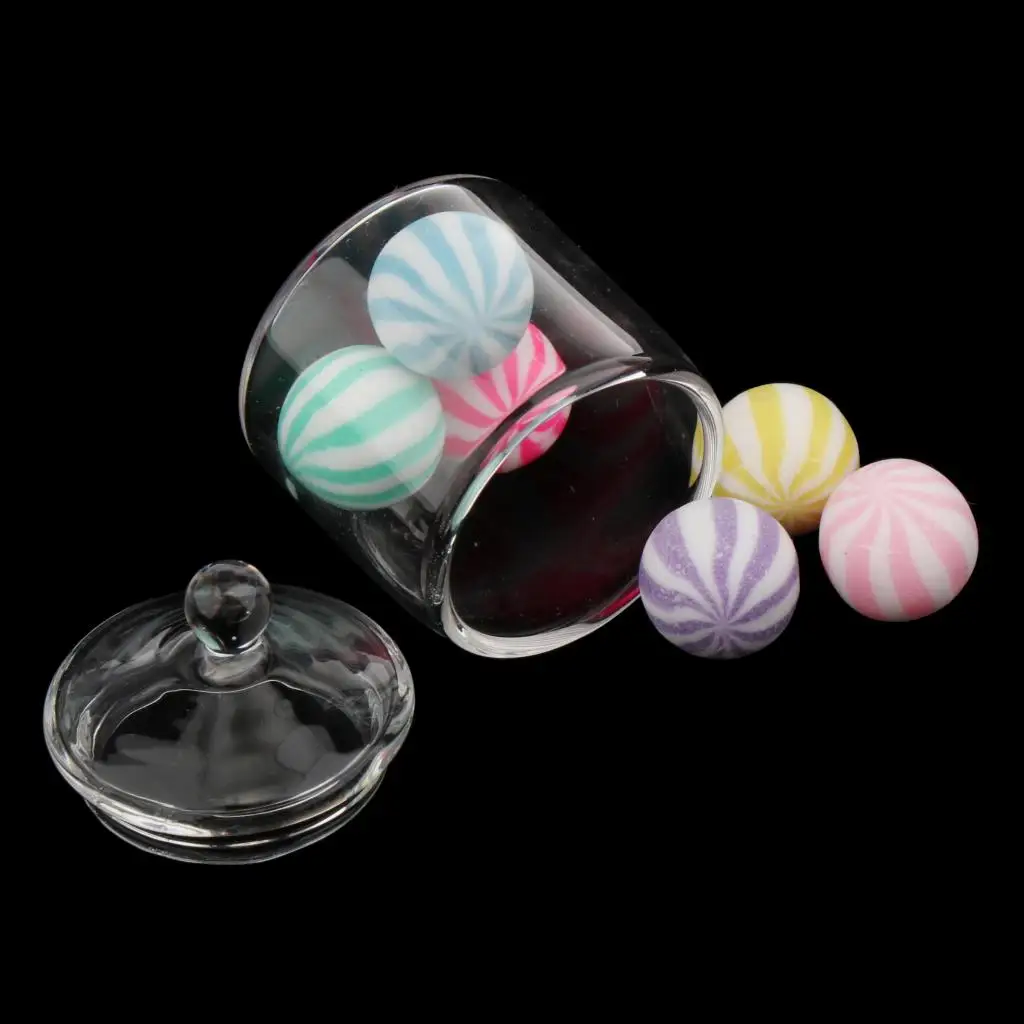 Miniature Candy Jar Glass Bowls Dollhouse Glassware Miniature 1:12 Scale Candies 