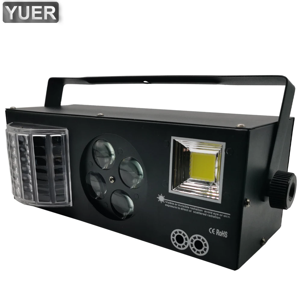 Светодиодный лазерный стробоскоп DMX512 4 в 1 со звуком для диджея дискотеки