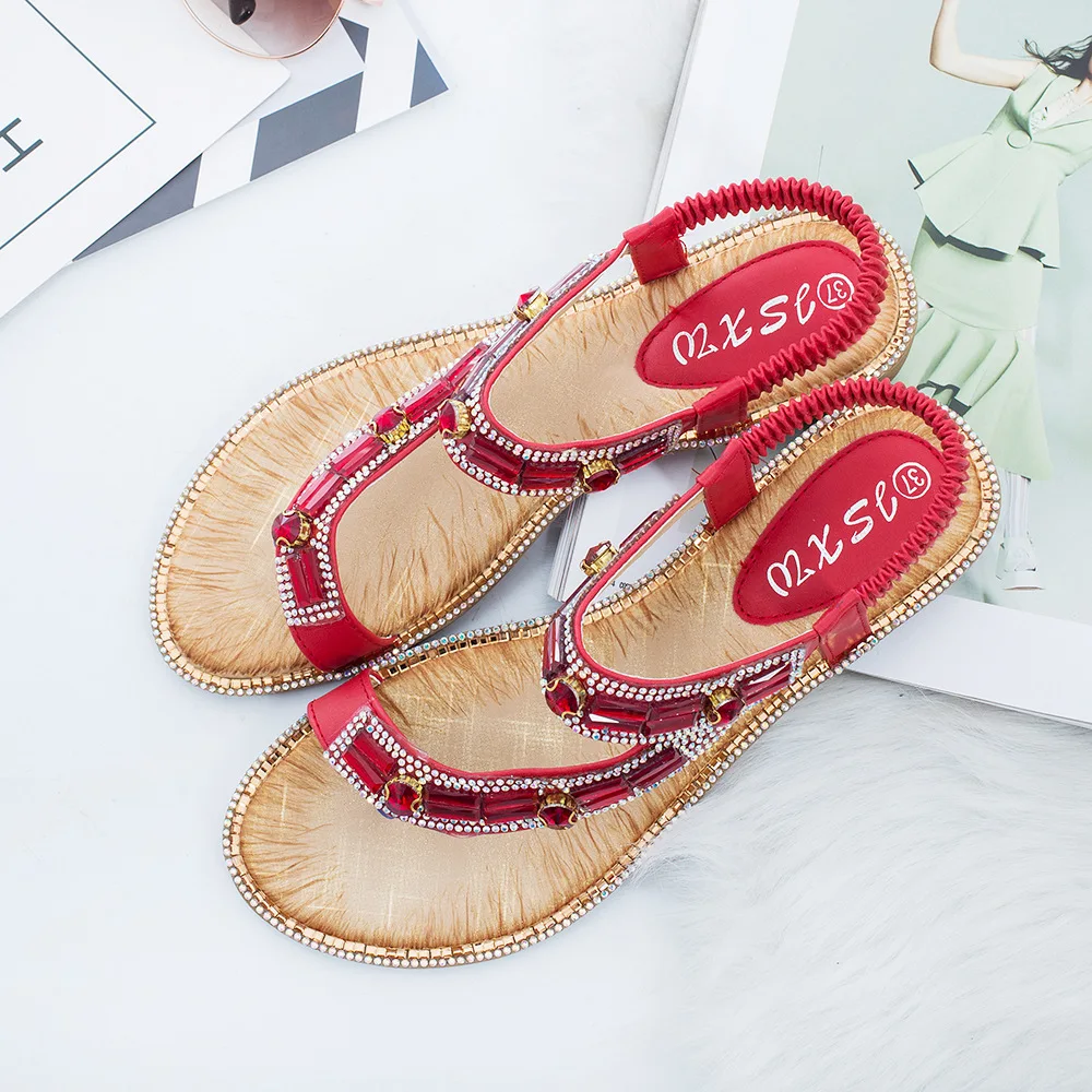 Womens shoes sandals women 2020 summer blue grid striped flat shoes