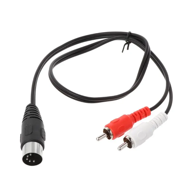 

P82F 0.5M/1.5M 5 Pin Din Male to 2 RCA Male Audio Video Adapter Cable Wire Cord Connector for DVD Player