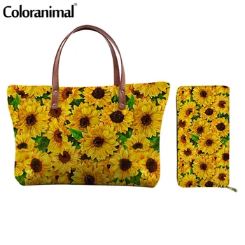 

Coloranimal Luxury Women 2Pcs/Set Handbags Pretty Sunflower Printing Ladies Shoulder Bags Large Tote Crossbody Bags Sac a main