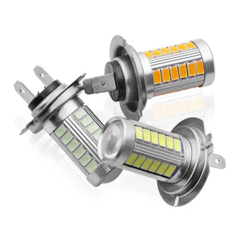 

2pcs H7 33 SMD 5630 Led Car Turn Brake DRL Driving Lamp Auto Rear Reverse Bulbs Orange white blue brake light tail Car Led light