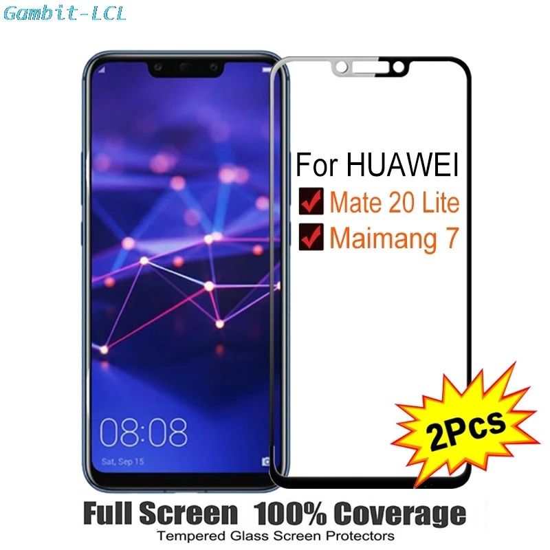 

2PCS Full Cover Tempered Glass for Huawei Mate 20 Lite (Maimang 7) 6.3" 20LITE Screen Protector Glass Protective Film