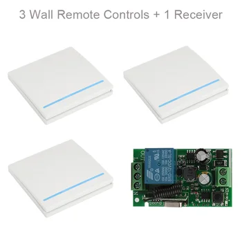 

QIACHIP Wall Panel 433 MHz RF Remote Controls + 433Mhz Wireless Remote Control Switch AC 110V 220V 1CH RF Relay Receiver Module