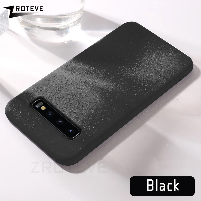 ZROTEVE Жидкая силиконовая крышка для samsung Galaxy S10 S9 S8 Plus Note 10 9 8 чехол КРЫШКА ДЛЯ Smausng A10 A20 A30 A40 A50 A70 чехол s - Цвет: Черный
