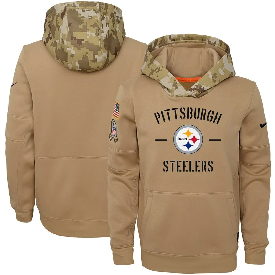Питтсбург Женская Молодежная Американская Футбольная Толстовка Steelers Салют для обслуживания Sideline Therma пуловер с капюшоном - Цвет: youth