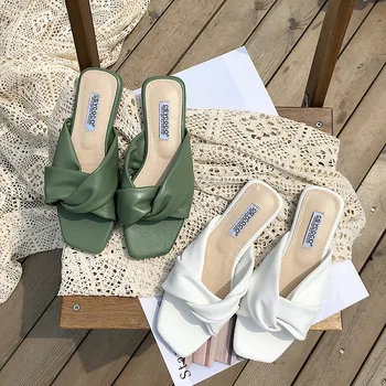 

2020 Summer Sale Of Women's Shoes Luxury Sandals Suit Female Beige Ladies Lady Fashion Flat Comfort Block Heeled Back Strap PU