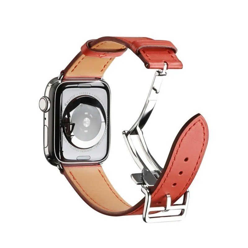 Кожаный ремешок для Apple Watch 4, 3, 2, 1, застежка-Пряжка, браслет для Iwatch 40 мм, 42 мм, 38 мм, 44 мм, ремень для одного тура