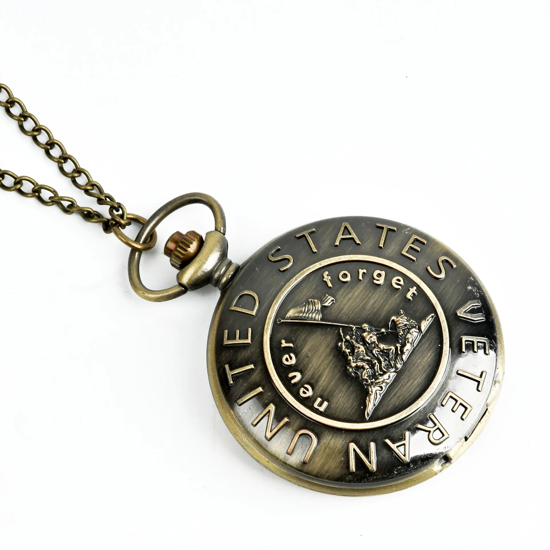 

Pocket Watch Cool Men's With The Old Soldier Raised The Flag And Watch Retro Bronze Pocket Watch Nice present for Grandpa