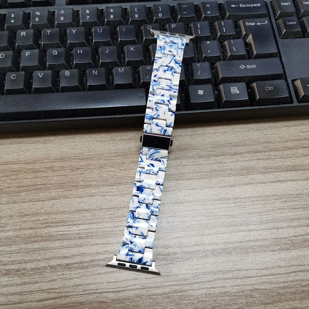Дизайн, цветной полимерный ремешок для Apple Watch, ремешок серии 5, 4, 3, 2, 1, тонкий браслет для iWatch 40 мм, 44 мм, 38 мм, 42 мм, Легкий ремень - Цвет ремешка: High gloss Style 1