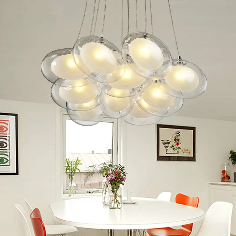 

glass ball pendant light Post modern swan egg ellipse fixture home decor creative DIY double-deck glass G4 LED bulb Hanglamp