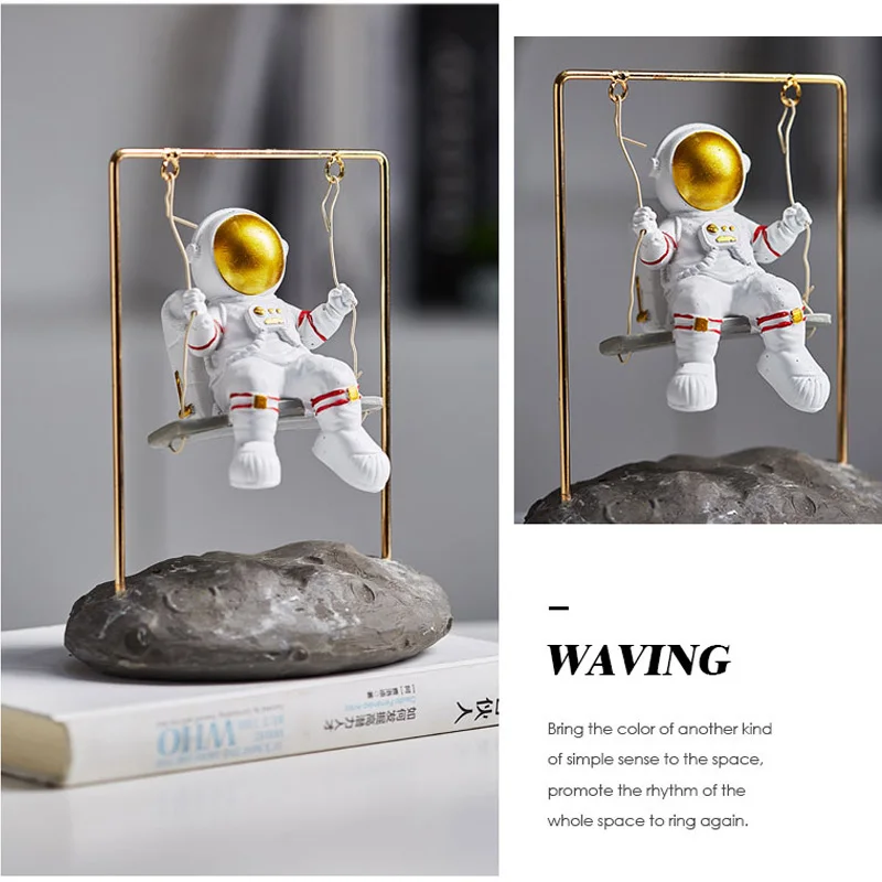 Creative Swing Astronaut Miniature Model Desktop Decoration Ornaments Wall Hnaging Artware Figurines Home Decoration Furnishings